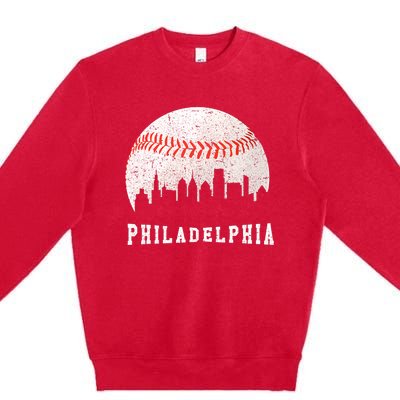 Philly skyline - Vintage Philadelphia Baseball Fans Premium Crewneck Sweatshirt