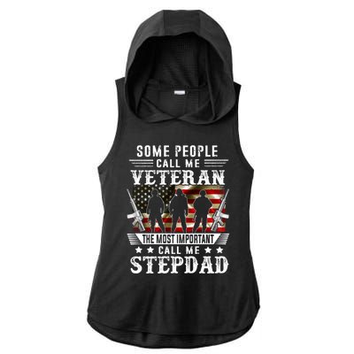 Proud Stepdad Veteran American Flag Gifts VeteranS Day Ladies PosiCharge Tri-Blend Wicking Draft Hoodie Tank