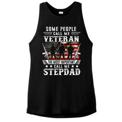 Proud Stepdad Veteran American Flag Gifts VeteranS Day Ladies PosiCharge Tri-Blend Wicking Tank