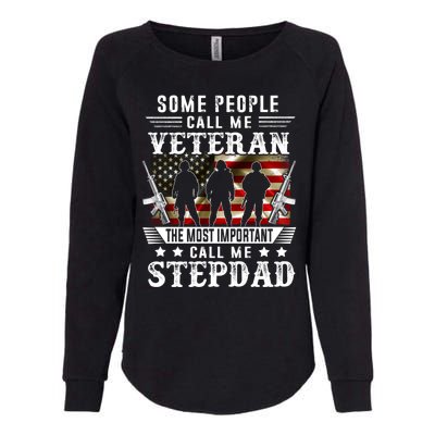 Proud Stepdad Veteran American Flag Gifts VeteranS Day Womens California Wash Sweatshirt