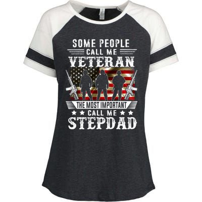 Proud Stepdad Veteran American Flag Gifts VeteranS Day Enza Ladies Jersey Colorblock Tee