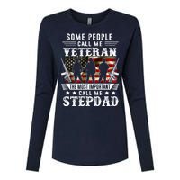 Proud Stepdad Veteran American Flag Gifts VeteranS Day Womens Cotton Relaxed Long Sleeve T-Shirt