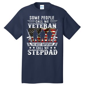 Proud Stepdad Veteran American Flag Gifts VeteranS Day Tall T-Shirt