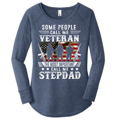 Proud Stepdad Veteran American Flag Gifts VeteranS Day Women's Perfect Tri Tunic Long Sleeve Shirt