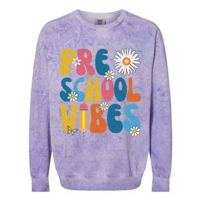 Pre School Vibes Back To School Gift Colorblast Crewneck Sweatshirt
