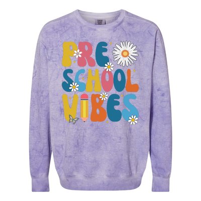 Pre School Vibes Back To School Gift Colorblast Crewneck Sweatshirt