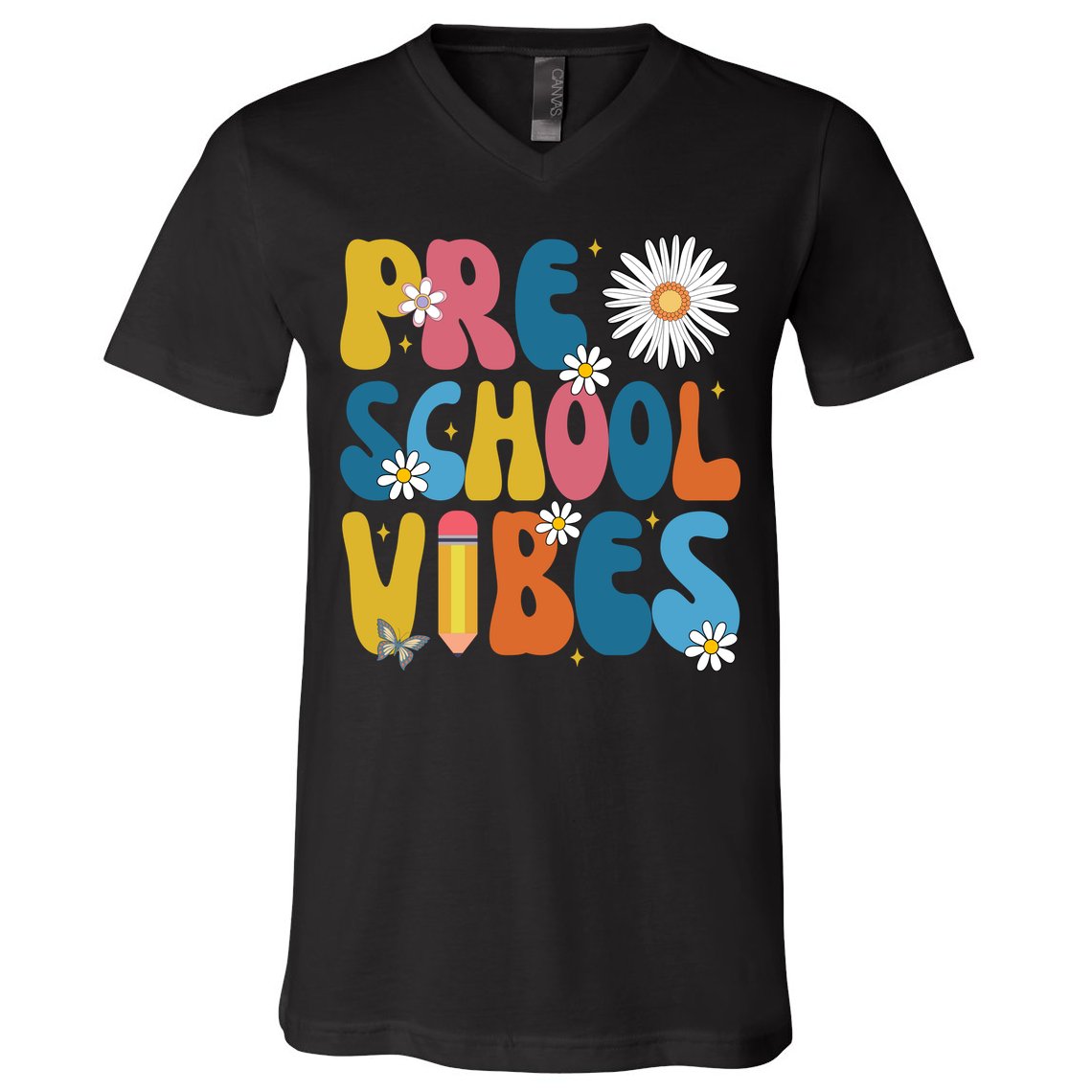Pre School Vibes Back To School Gift V-Neck T-Shirt