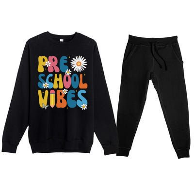 Pre School Vibes Back To School Gift Premium Crewneck Sweatsuit Set