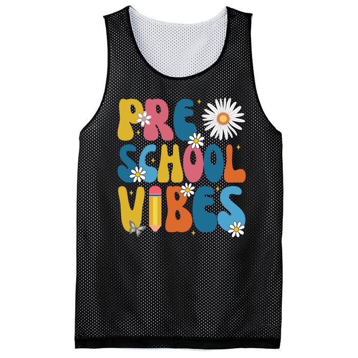 Pre School Vibes Back To School Gift Mesh Reversible Basketball Jersey Tank