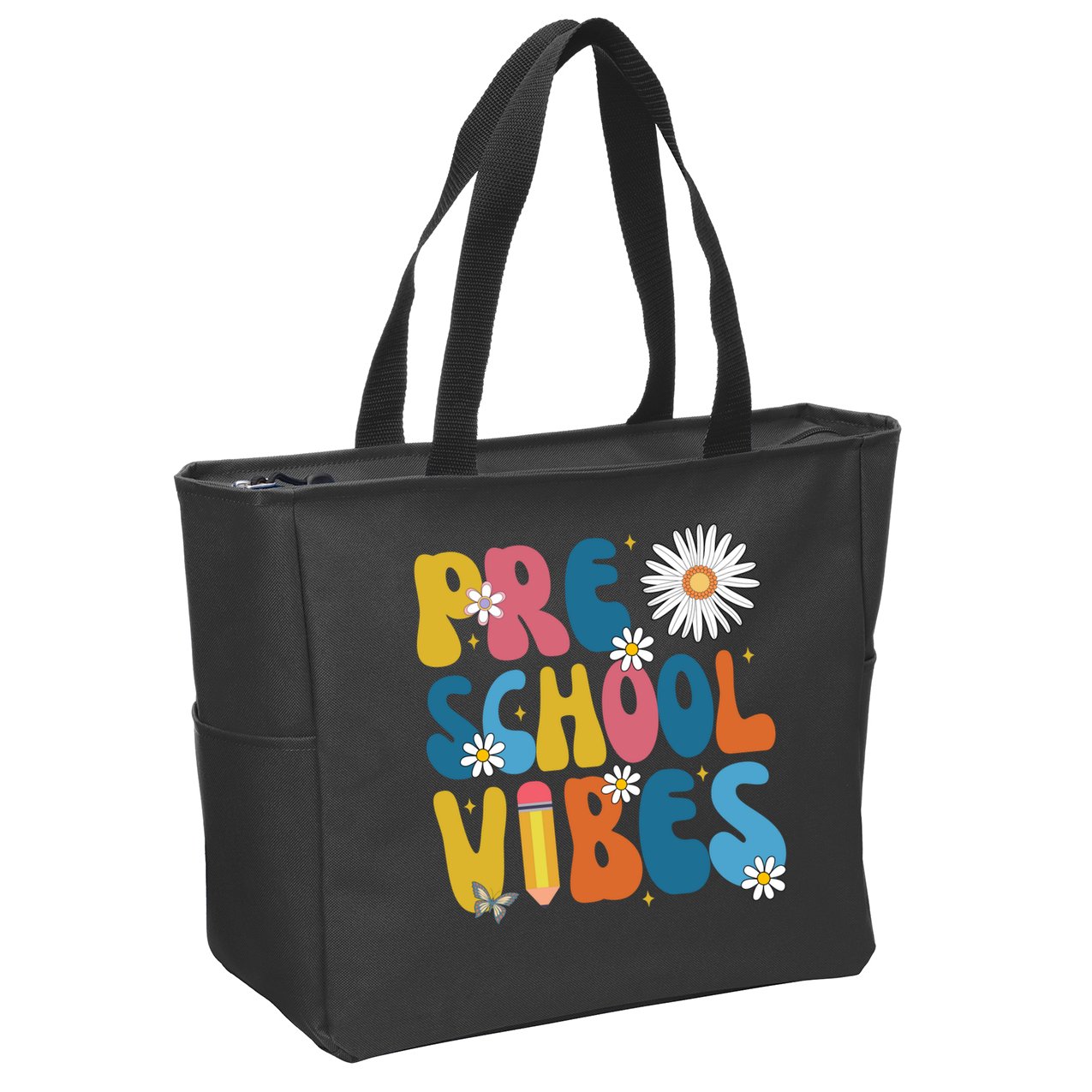Pre School Vibes Back To School Gift Zip Tote Bag