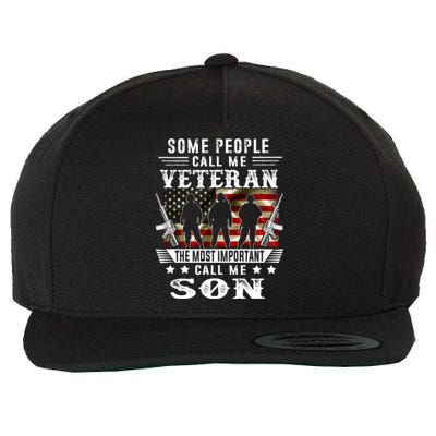 Proud Son Veteran American Flag Gifts VeteranS Day Wool Snapback Cap