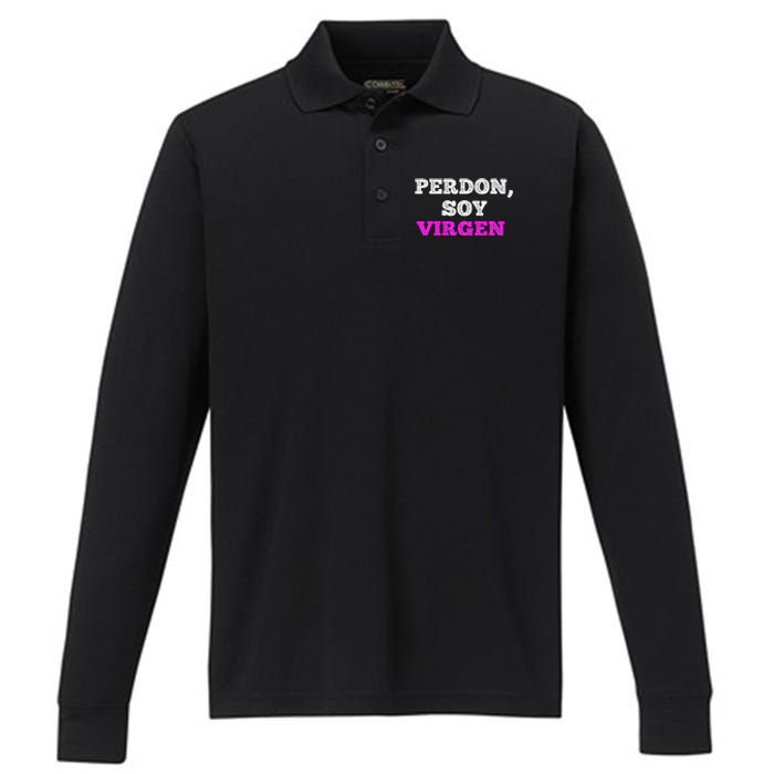 Perdon Soy Virgen Funny Spanish Quote Virginity Saying Performance Long Sleeve Polo