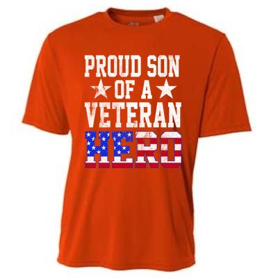 Proud Son Veteran Hero American Flag America Patriotic Gift Cooling Performance Crew T-Shirt