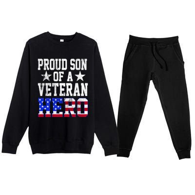 Proud Son Veteran Hero American Flag America Patriotic Gift Premium Crewneck Sweatsuit Set