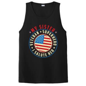 Proud Sister Veteran Superhero I Salute Her Veterans Day Great Gift PosiCharge Competitor Tank