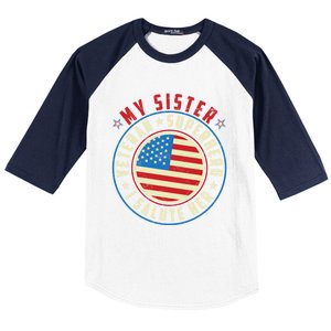 Proud Sister Veteran Superhero I Salute Her Veterans Day Great Gift Baseball Sleeve Shirt