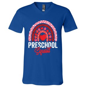 Preschool Squad Valentines Day Rainbow Teacher And Gift V-Neck T-Shirt