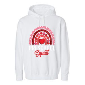 Preschool Squad Valentines Day Rainbow Teacher And Gift Garment-Dyed Fleece Hoodie