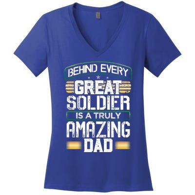 Proud Soldier Veteran Fathers Day Christmas Birthday Gift Women's V-Neck T-Shirt