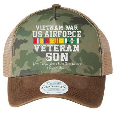 Proud Son Vietnam War Veteran Son Veteran's Day Gift Legacy Tie Dye Trucker Hat