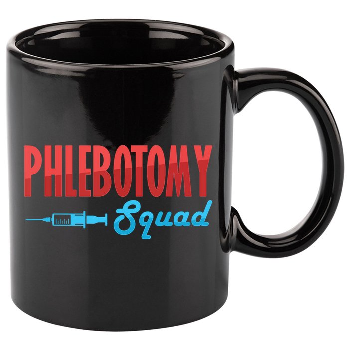 Phlebotomy Squad Veins Syringe Phlebotomist Needle Gift 11oz C Handle Ceramic Mug