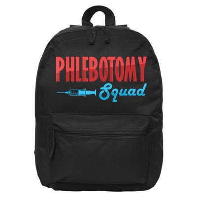 Phlebotomy Squad Veins Syringe Phlebotomist Needle Gift 16 in Basic Backpack