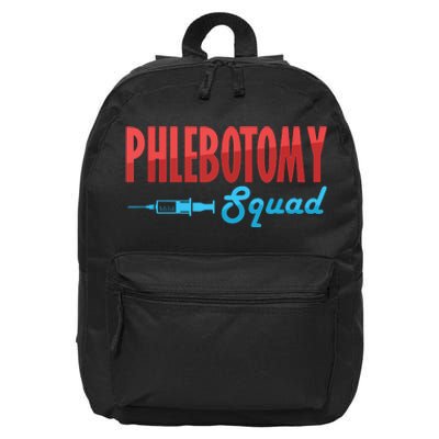 Phlebotomy Squad Veins Syringe Phlebotomist Needle Gift 16 in Basic Backpack