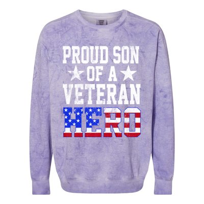 Proud Son Veteran Hero American Flag America Patriotic Gift Colorblast Crewneck Sweatshirt