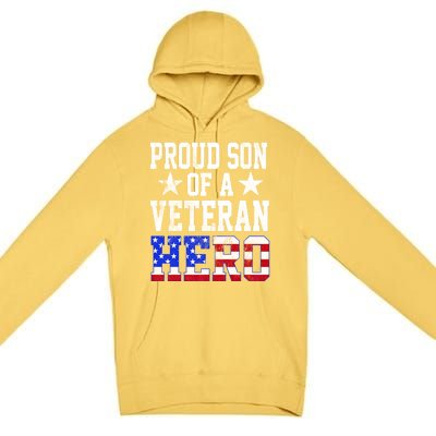 Proud Son Veteran Hero American Flag America Patriotic Gift Premium Pullover Hoodie