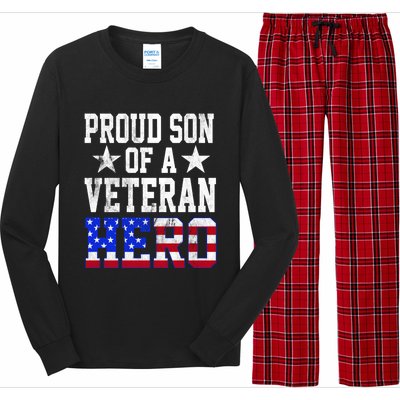 Proud Son Veteran Hero American Flag America Patriotic Gift Long Sleeve Pajama Set