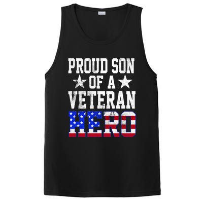 Proud Son Veteran Hero American Flag America Patriotic Gift PosiCharge Competitor Tank