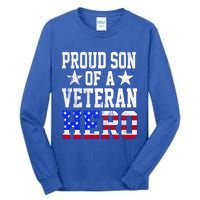 Proud Son Veteran Hero American Flag America Patriotic Gift Tall Long Sleeve T-Shirt