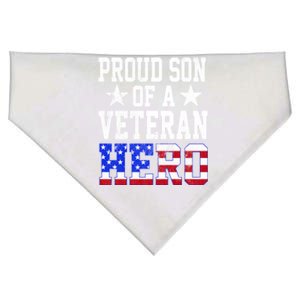 Proud Son Veteran Hero American Flag America Patriotic Gift USA-Made Doggie Bandana