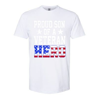 Proud Son Veteran Hero American Flag America Patriotic Gift Softstyle CVC T-Shirt