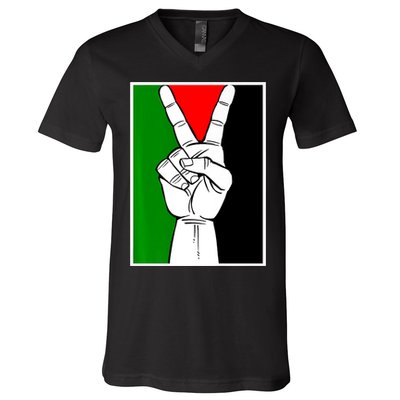 Palestine Support Victory Symbol Free Palestine Palestinian V-Neck T-Shirt