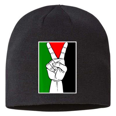Palestine Support Victory Symbol Free Palestine Palestinian Sustainable Beanie