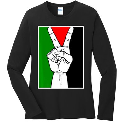 Palestine Support Victory Symbol Free Palestine Palestinian Ladies Long Sleeve Shirt