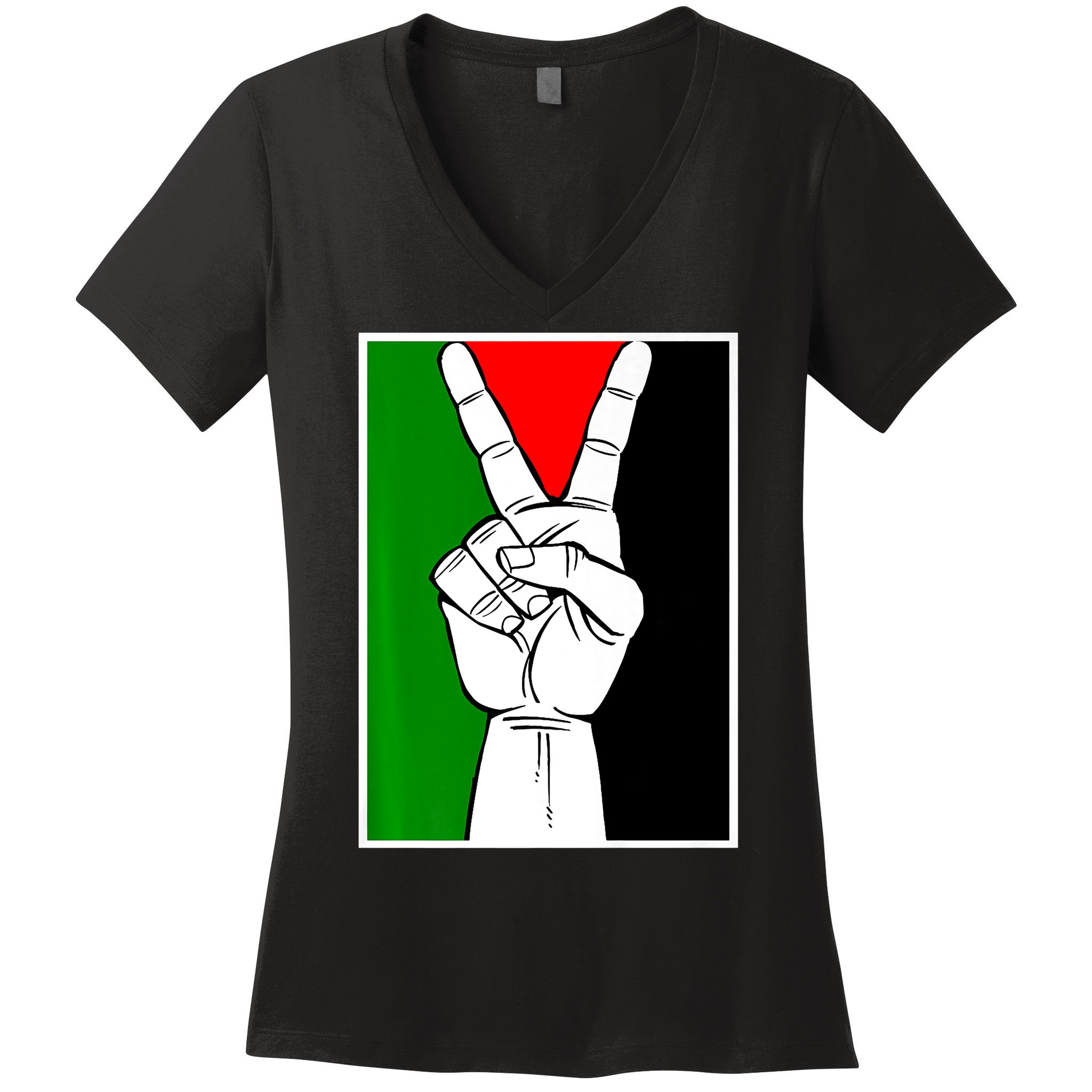 Palestine Support Victory Symbol Free Palestine Palestinian Women's V-Neck T-Shirt