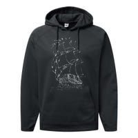 Pirate Ship Vintage Retro Nautical Sailing Boat Captain Performance Fleece Hoodie