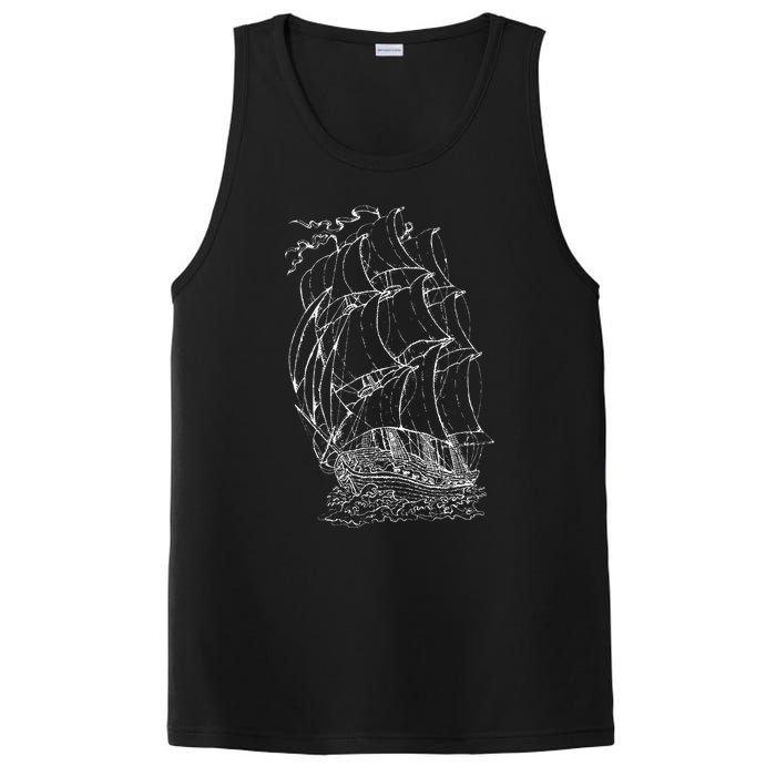 Pirate Ship Vintage Retro Nautical Sailing Boat Captain PosiCharge Competitor Tank