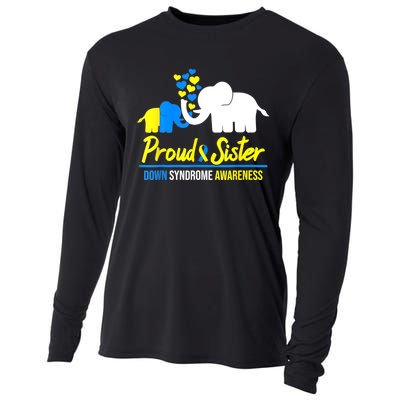 Proud Sister World Down Syndrome Awareness Day Elephant T21 Cooling Performance Long Sleeve Crew