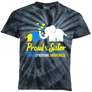 Proud Sister World Down Syndrome Awareness Day Elephant T21 Kids Tie-Dye T-Shirt