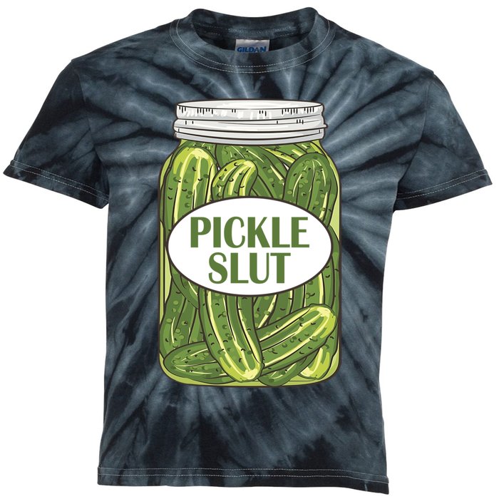 Pickle Slut Who Loves Pickles Apaprel Kids Tie-Dye T-Shirt