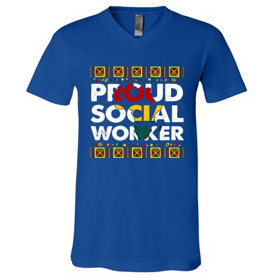 Proud Social Worker Black History Month Africa Melanin Pride Meaningful Gift V-Neck T-Shirt