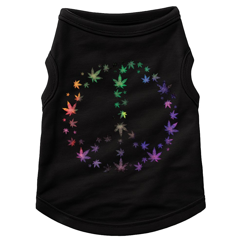 Peace Sign Weed Marijuana Leaves Watercolor Hippie Cannabis Gift Doggie Tank