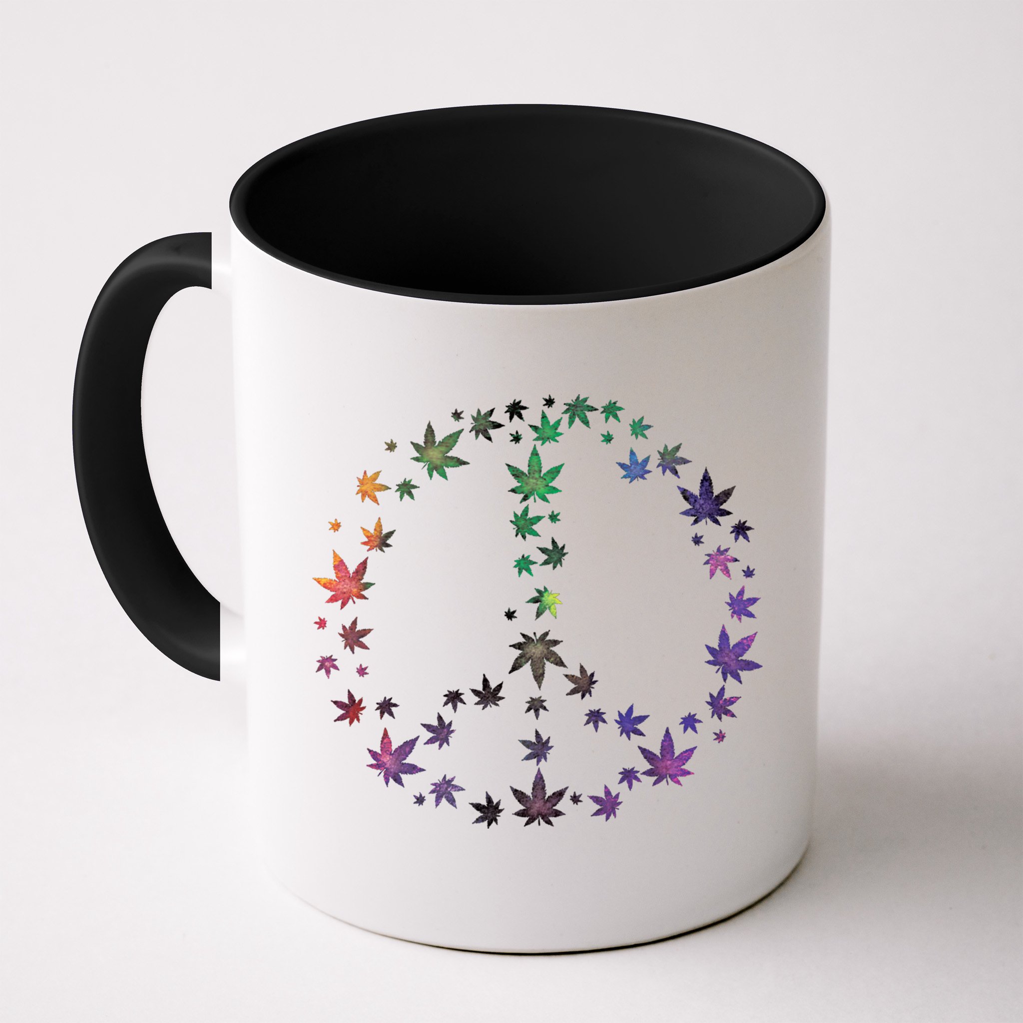 Peace Sign Weed Marijuana Leaves Watercolor Hippie Cannabis Gift Mug