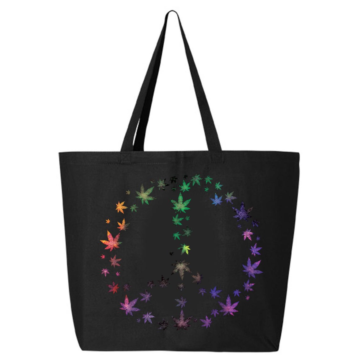 Peace Sign Weed Marijuana Leaves Watercolor Hippie Cannabis Gift 25L Jumbo Tote