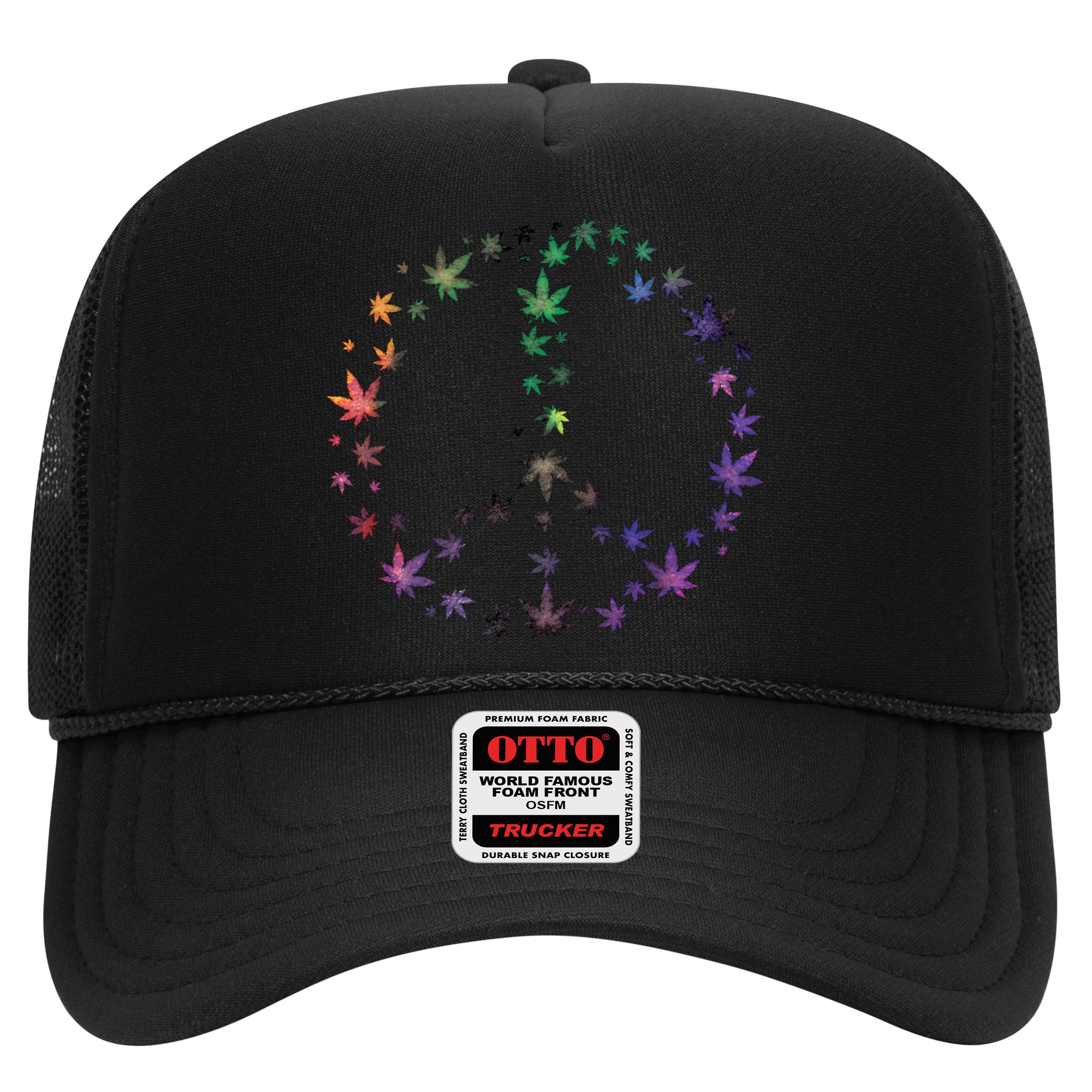 Peace Sign Weed Marijuana Leaves Watercolor Hippie Cannabis Gift Hat