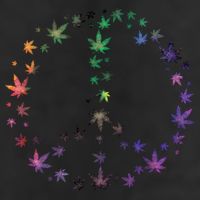 Peace Sign Weed Marijuana Leaves Watercolor Hippie Cannabis Gift Hat