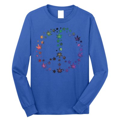 Peace Sign Weed Marijuana Leaves Watercolor Hippie Cannabis Gift Long Sleeve Shirt